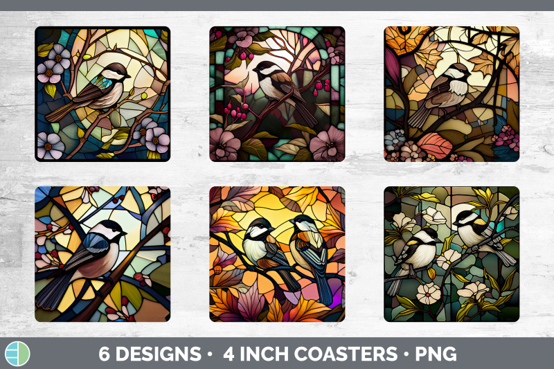 stained-glass-chickadee-bird-square-coaster-sublimation-coaster-desi