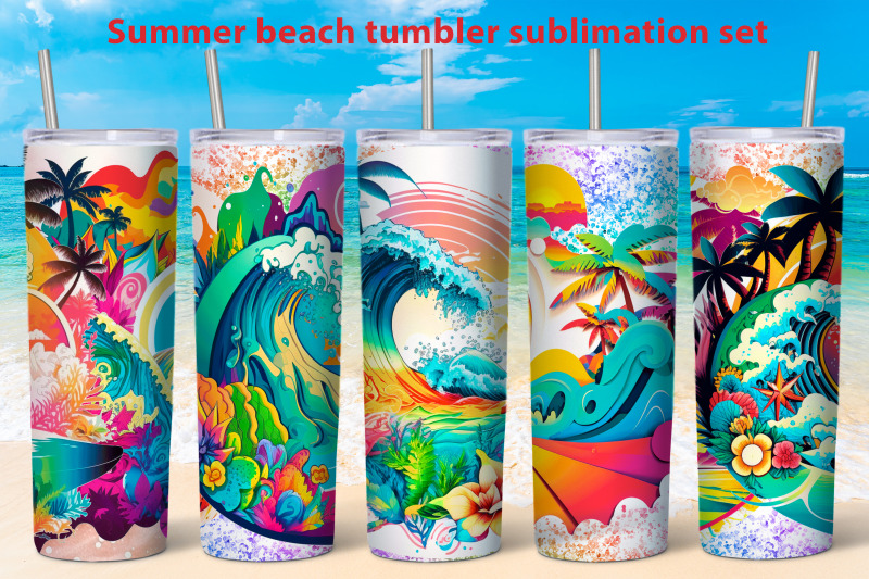 summer-tumbler-sublimation-bundle-beach-skinny-tumbler-wrap