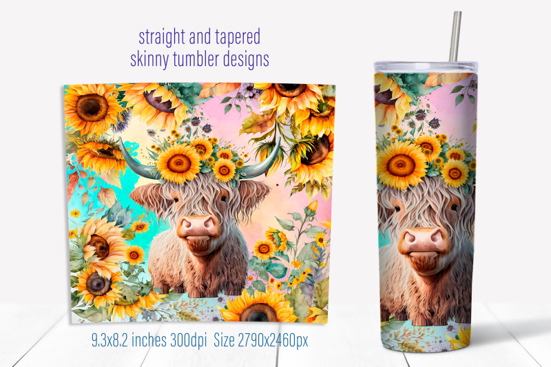 cow-tumbler-sublimation-png-sunflower-tumbler-wrap-design