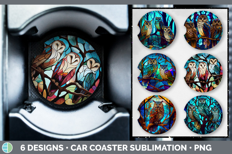 stained-glass-owl-bird-car-coaster-sublimation-coaster-designs-bundl