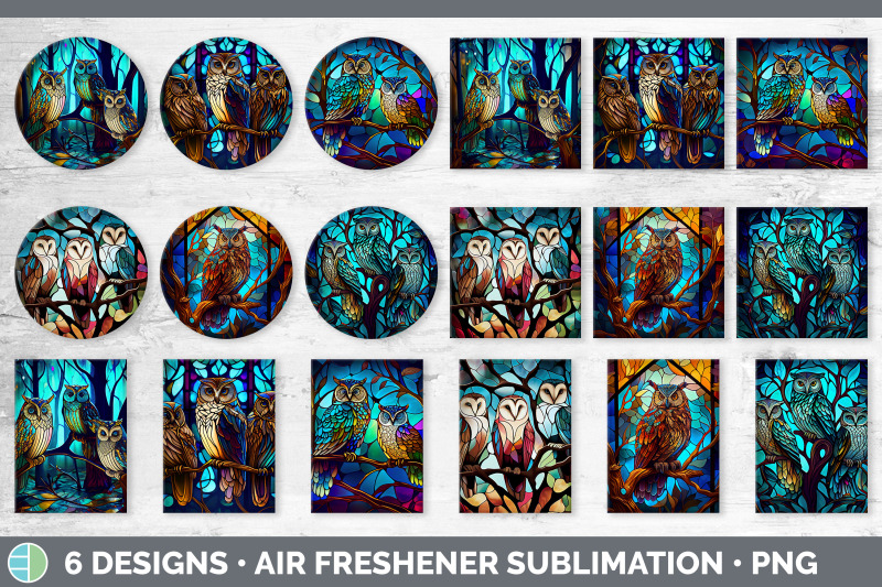 stained-glass-owl-bird-air-freshener-sublimation-car-freshener-desig