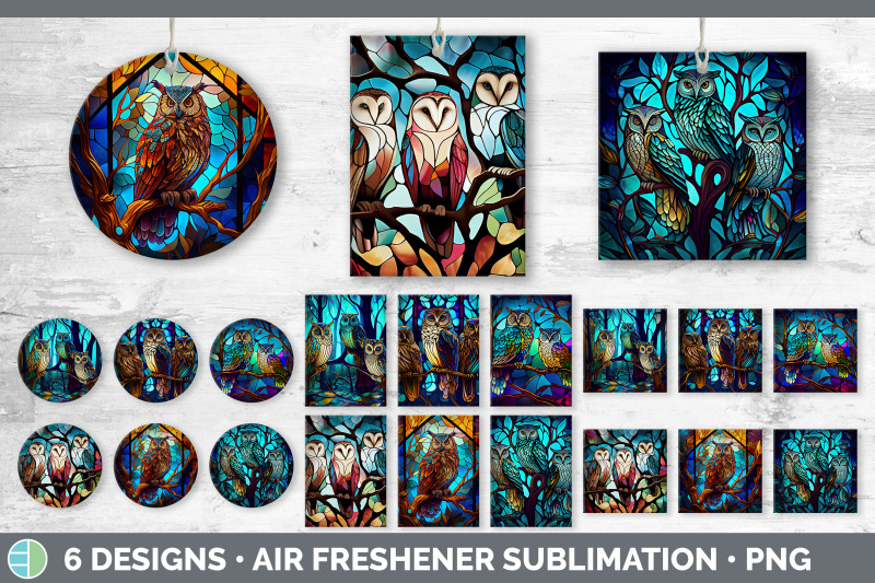 stained-glass-owl-bird-air-freshener-sublimation-car-freshener-desig