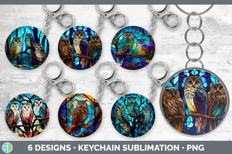 stained-glass-owl-bird-keychain-sublimation-keyring-designs-bundle