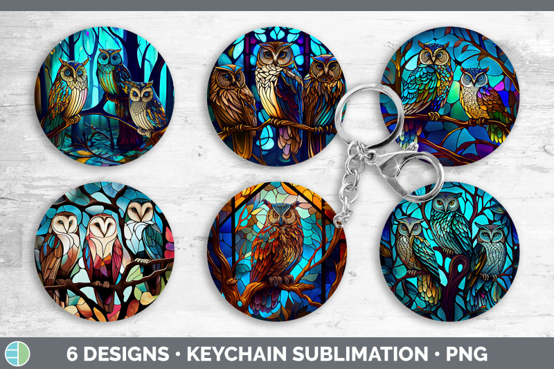 stained-glass-owl-bird-keychain-sublimation-keyring-designs-bundle