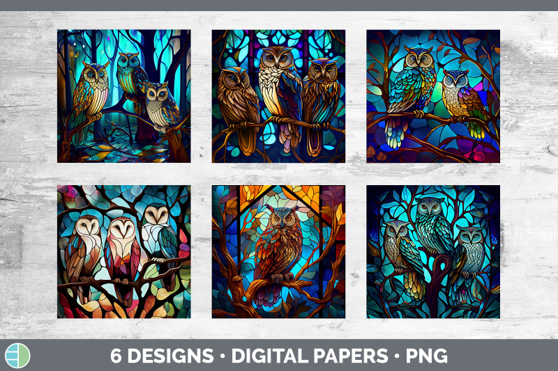 stained-glass-owl-bird-paper-backgrounds-digital-scrapbook-papers-de