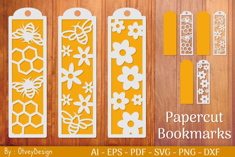 bee-bookmarks-paper-cut-bookmark-honey-cricut