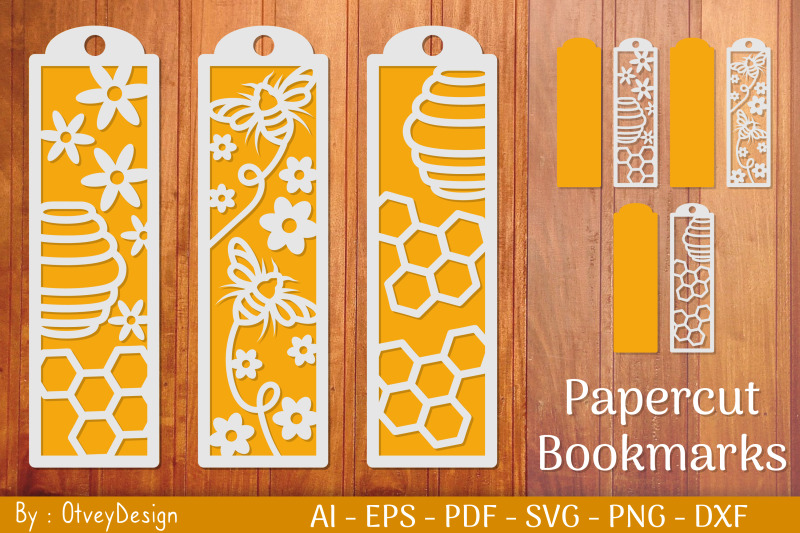 bee-bookmarks-paper-cut-bookmark-honey-cricut