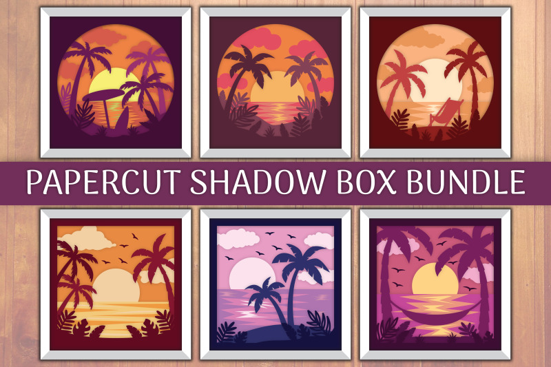 tropical-beach-sunset-3d-shadow-box-layered-papercut