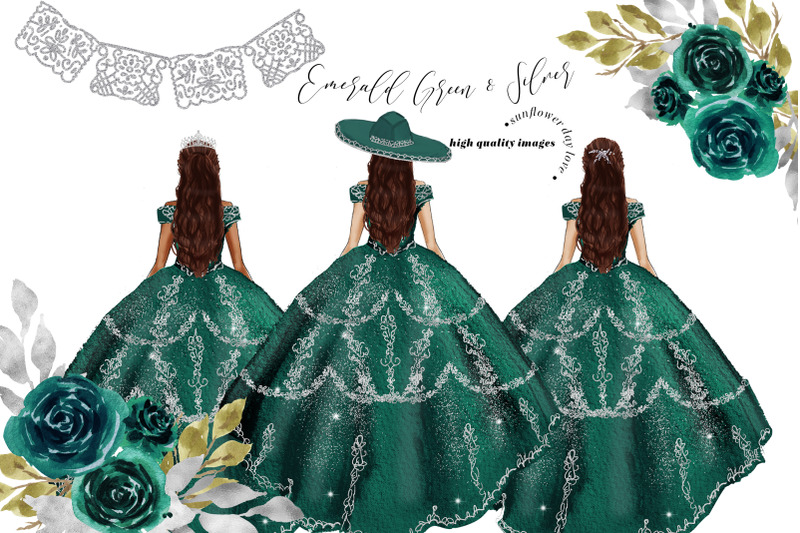 emerald-green-princess-dress-clipart-green-flowers-clipart