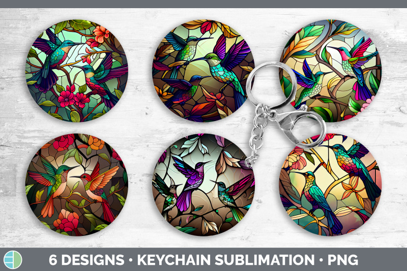 stained-glass-hummingbird-bird-keychain-sublimation-keyring-designs