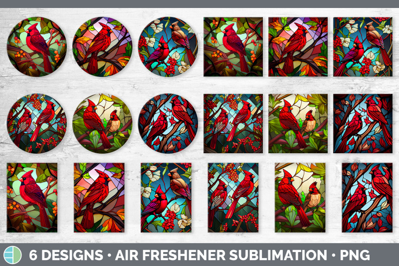 stained-glass-cardinal-bird-air-freshener-sublimation-car-freshener