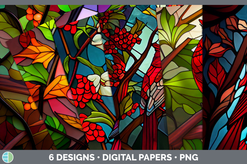 stained-glass-cardinal-bird-paper-backgrounds-digital-scrapbook-pape