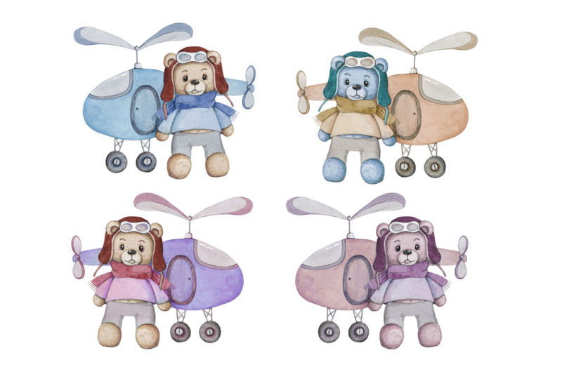 new-flying-teddy-bears-teddy-and-helicopter-watercolor-illustrations