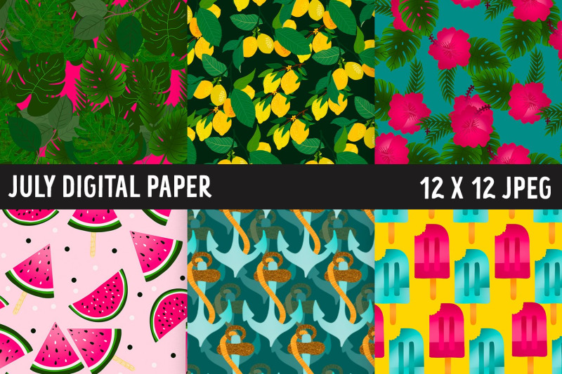 july-digital-paper-summer-patterns