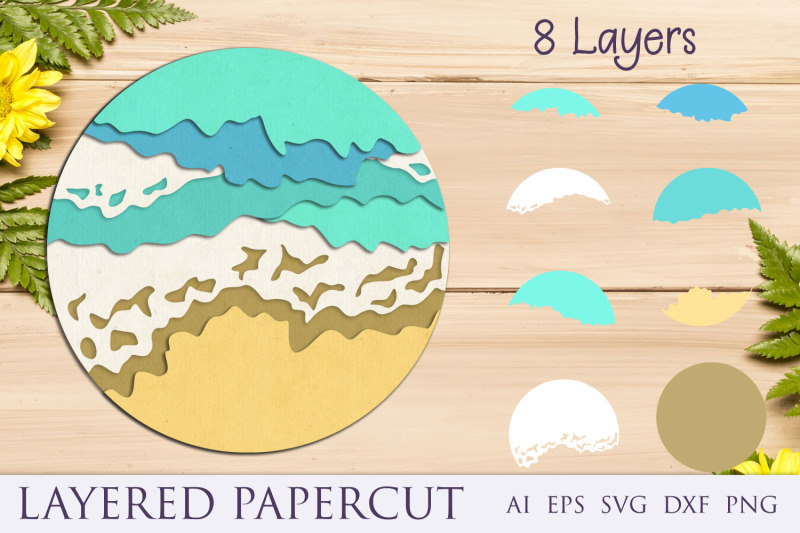 3d-beach-layered-sea-waves-papercut-svg