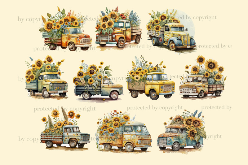 sunflower-truck-clipart-vintage-truck-clipart