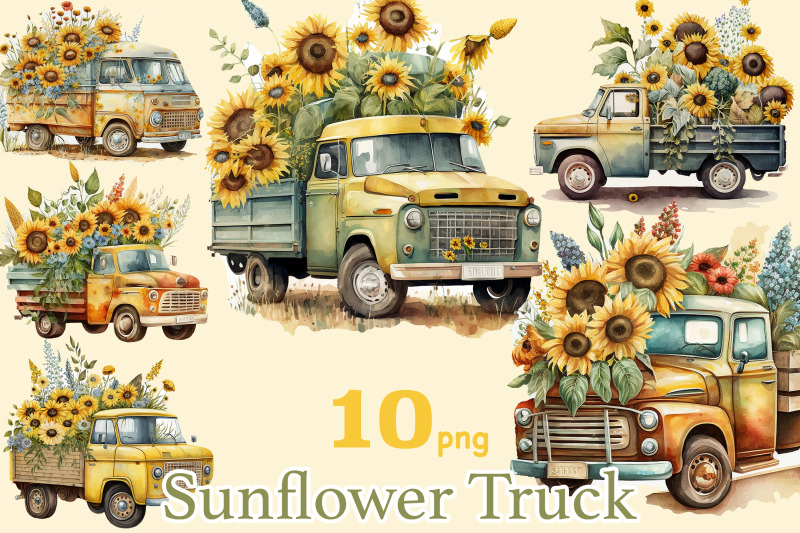 sunflower-truck-clipart-vintage-truck-clipart