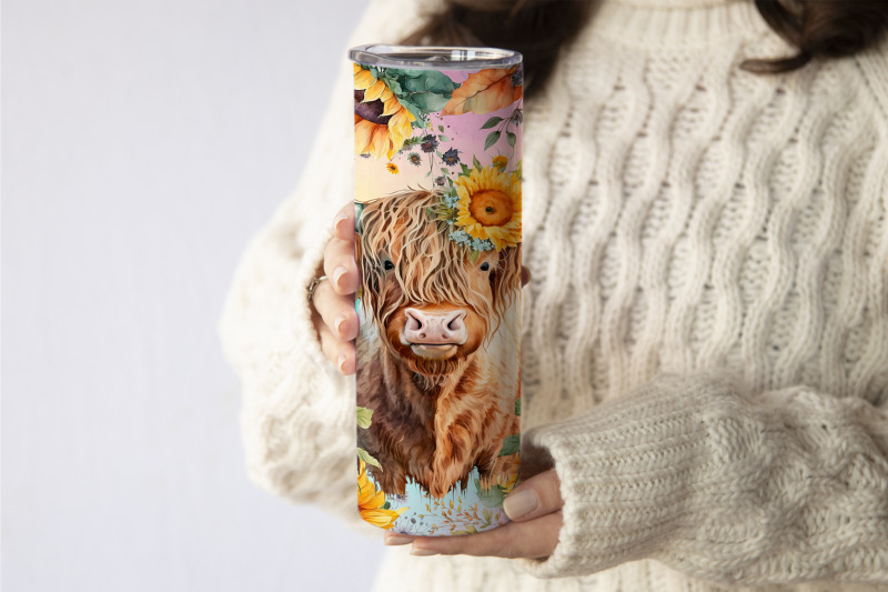 cow-tumbler-sublimation-png-sunflower-tumbler-wrap-design