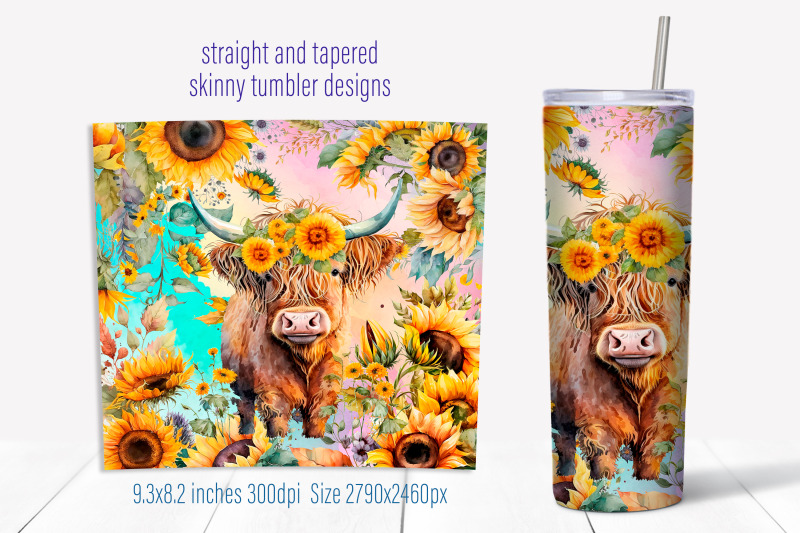 cow-tumbler-sublimation-png-sunflower-tumbler-wrap-design