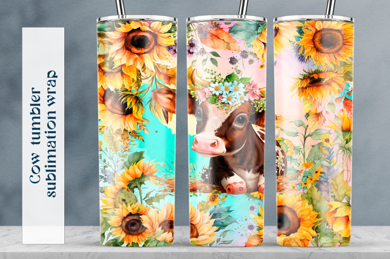 cow-tumbler-sublimation-png-sunflower-tumbler-wrap-design