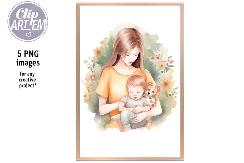 mom-and-baby-boy-clip-art-5png-images-illustrations-bundle-home-decor