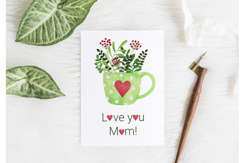 mothers-day-card-love-you-mom-card-watercolor-card-5x7-inch