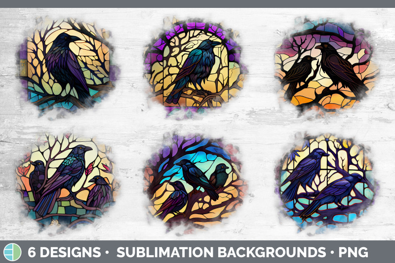 stained-glass-crow-bird-grunge-background-sublimation-distressed-bac