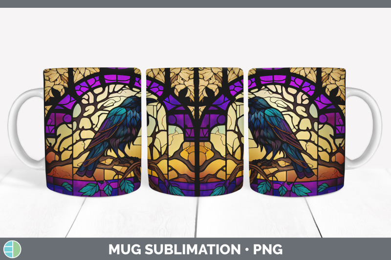 stained-glass-crow-bird-mug-wrap-sublimation-coffee-cup-designs-bund