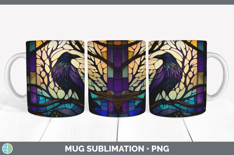 stained-glass-crow-bird-mug-wrap-sublimation-coffee-cup-designs-bund