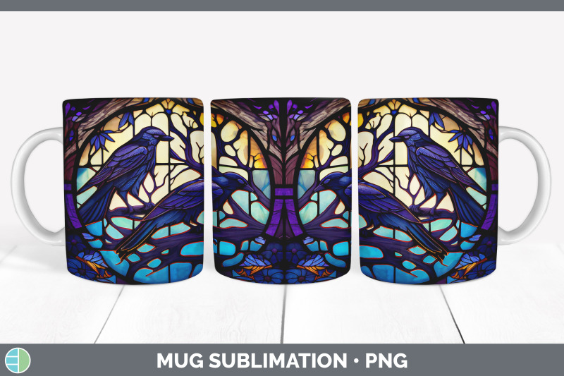 stained-glass-crow-bird-mug-wrap-sublimation-coffee-cup-designs-bund