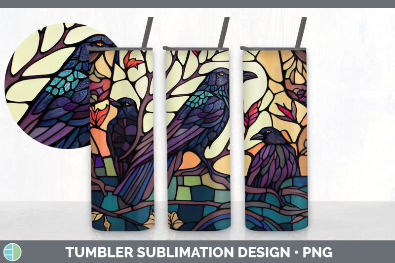 stained-glass-crow-bird-tumbler-sublimation-20-oz-skinny-tumbler-des