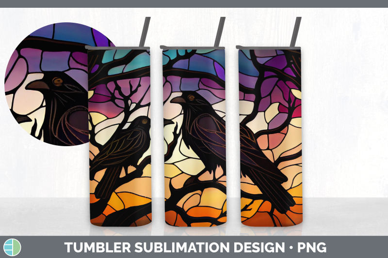 stained-glass-crow-bird-tumbler-sublimation-20-oz-skinny-tumbler-des