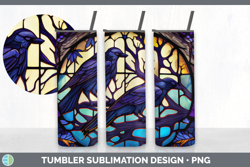 stained-glass-crow-bird-tumbler-sublimation-20-oz-skinny-tumbler-des