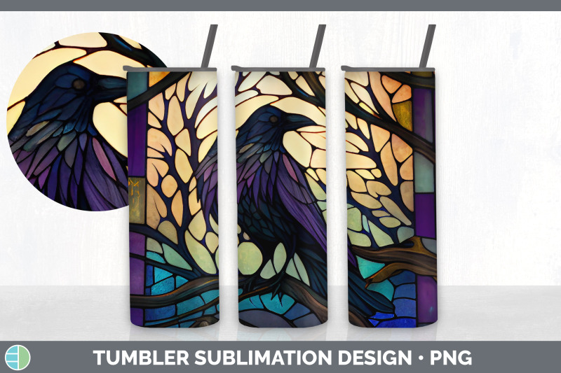 stained-glass-crow-bird-tumbler-sublimation-20-oz-skinny-tumbler-des