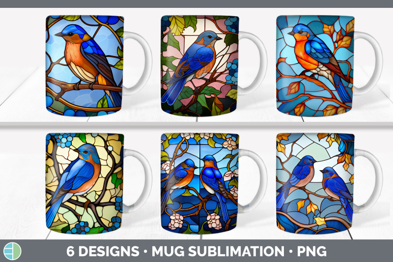 stained-glass-eastern-bluebird-bird-mug-wrap-sublimation-coffee-cup