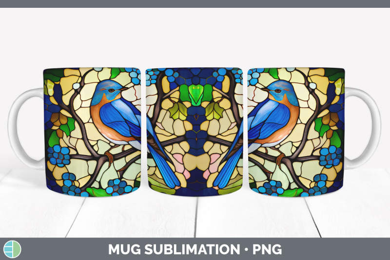 stained-glass-eastern-bluebird-bird-mug-wrap-sublimation-coffee-cup