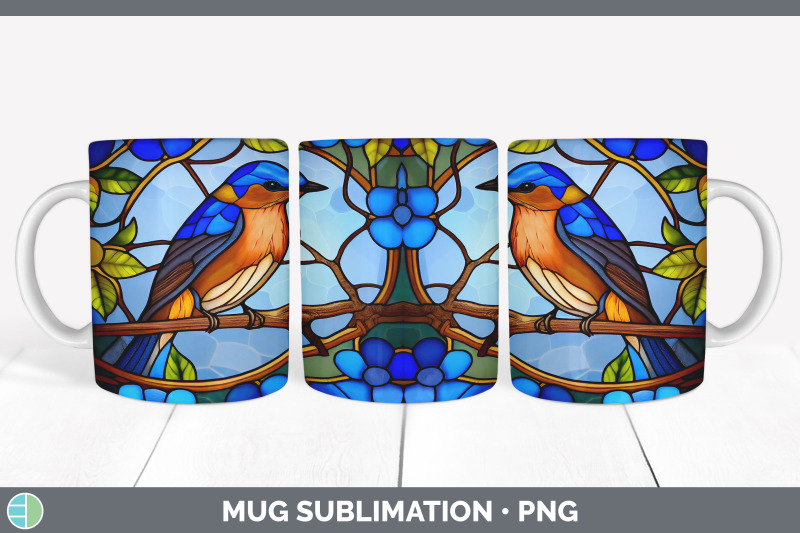 stained-glass-eastern-bluebird-bird-mug-wrap-sublimation-coffee-cup