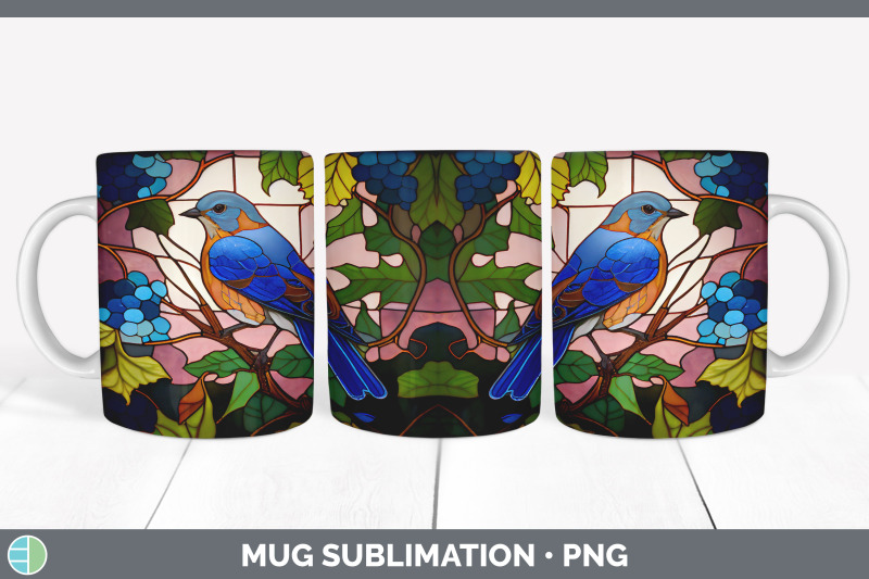 stained-glass-eastern-bluebird-bird-mug-wrap-sublimation-coffee-cup