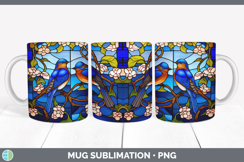 stained-glass-eastern-bluebird-bird-mug-wrap-sublimation-coffee-cup