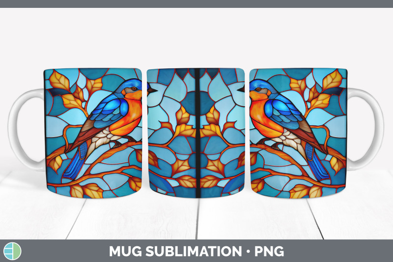 stained-glass-eastern-bluebird-bird-mug-wrap-sublimation-coffee-cup