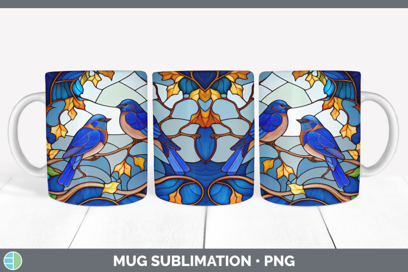 stained-glass-eastern-bluebird-bird-mug-wrap-sublimation-coffee-cup