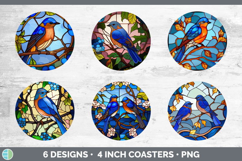 stained-glass-eastern-bluebird-bird-round-coaster-sublimation-coaste