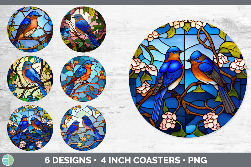 stained-glass-eastern-bluebird-bird-round-coaster-sublimation-coaste