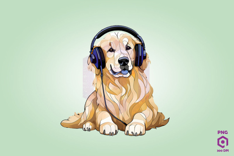 golden-retriever-wearing-headphones