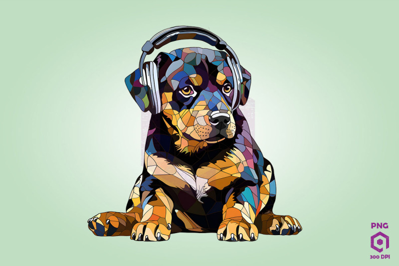 rottweiler-wearing-headphones