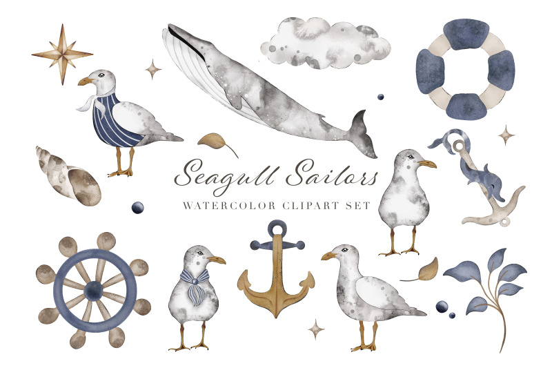 seagull-watercolor-nursery-clipart-set