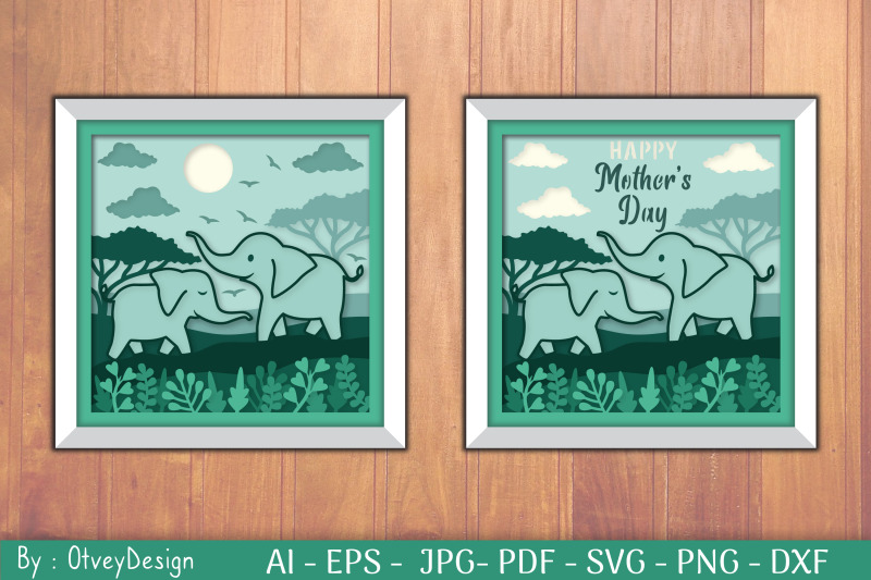 mother-and-baby-elephant-shadow-box-layered-papercut