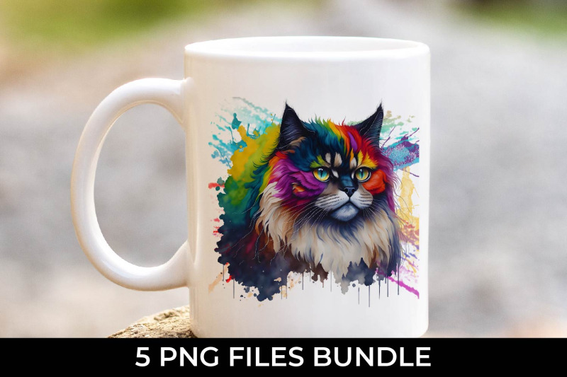 rainbow-himalayan-cat-watercolor-bundle