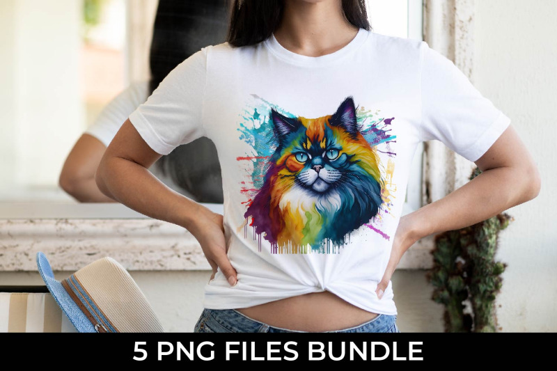 rainbow-himalayan-cat-watercolor-bundle