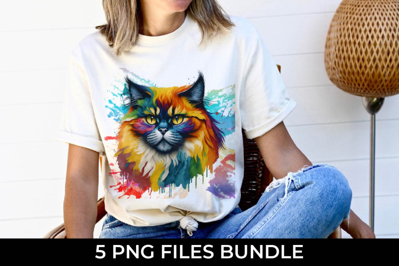 rainbow-himalayan-cat-watercolor-bundle